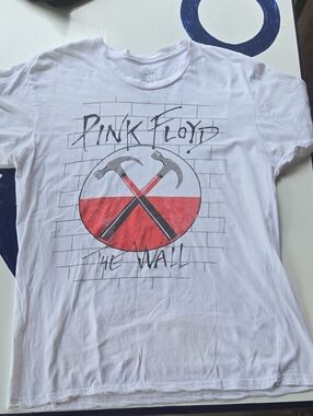 Pink Floyd White Crew Neck Short Sleeve Band T-shirt Size Large